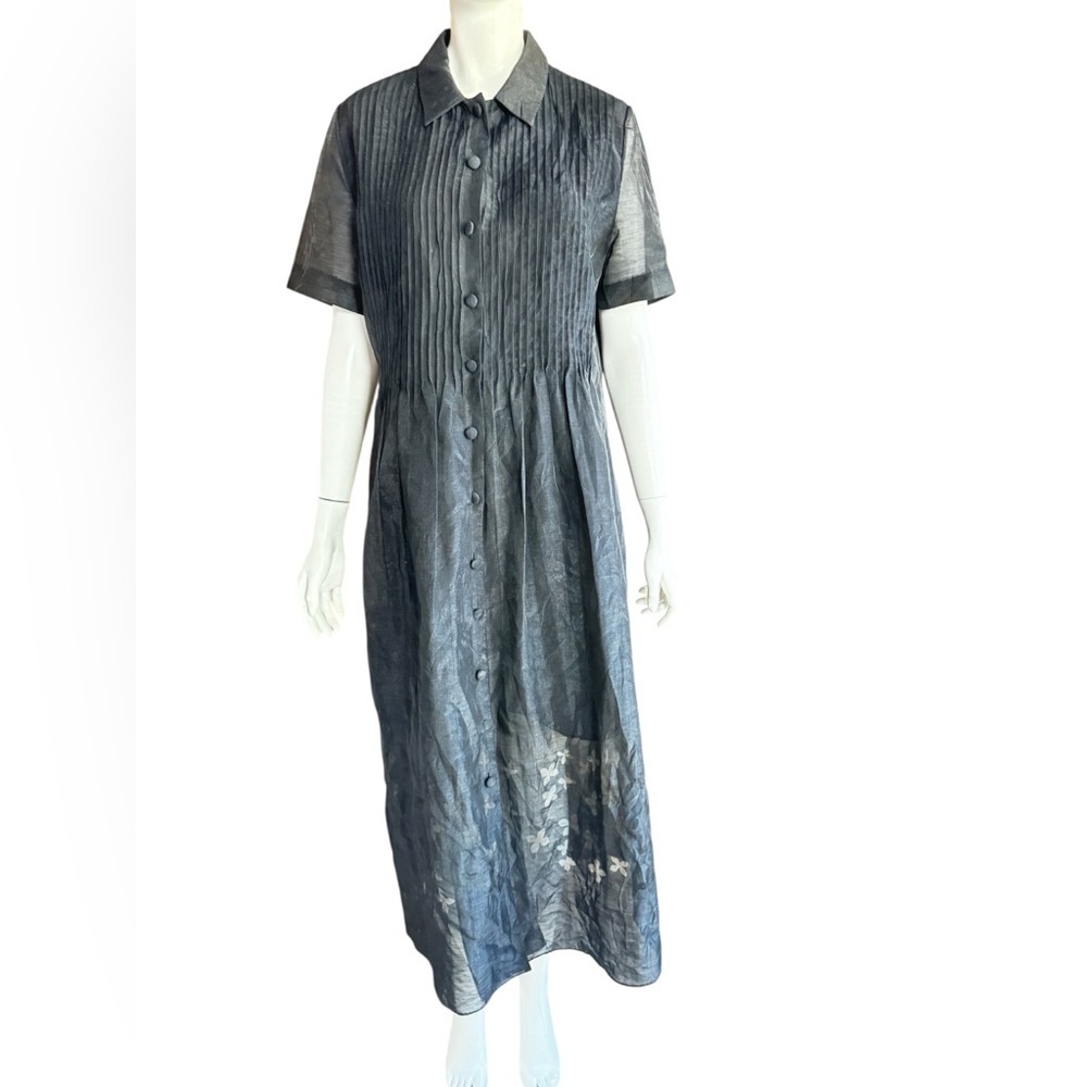 Anne Crimmins for Umi Collections Linen Elegant black Button-Down Dress size 12
